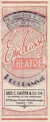 Variety Programme for the Embassy Theatre, Peterborough for the week of December 15th 1947.