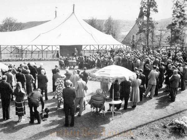 The Opening of the Pitlochry Festival Theatre on the 19th of May 1951 - From a historical panel displayed in the Theatre today - Courtesy Mike McCreery and Graeme Smith.