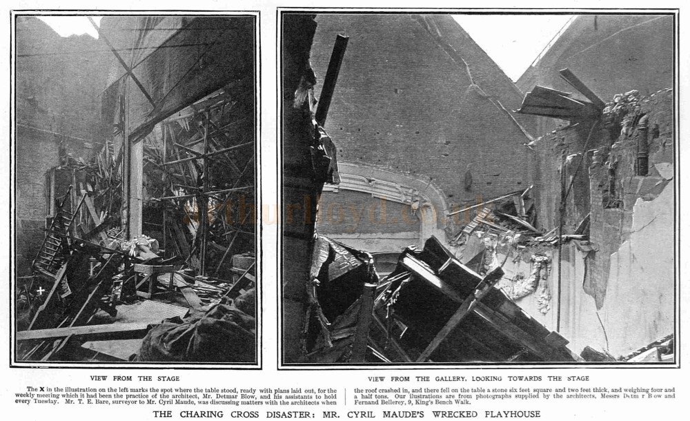 Photographs of the Damage done to the Avenue Theatre from the Collapse of Charing Cross Station's Roof in December 1905 - From the Graphic, 16th of December 1905.