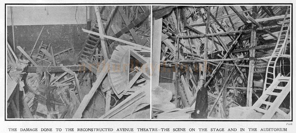 Photographs of the Damage done to the Avenue Theatre from the Collapse of Charing Cross Station's Roof in December 1905 - From the Sphere, 9th of December 1905.