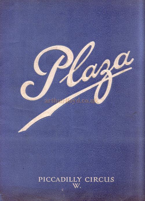 The opening night programme for the Plaza Theatre, Piccadilly Circus, 1st of March 1926