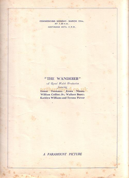 The opening night programme for the Plaza Theatre, Piccadilly Circus, 1st of March 1926