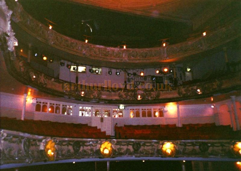 The auditorium of the Theatre Royal, Portsmouth in a photograph by David Garratt taken shortly before the renovation of the Theatre in the early 2000s.