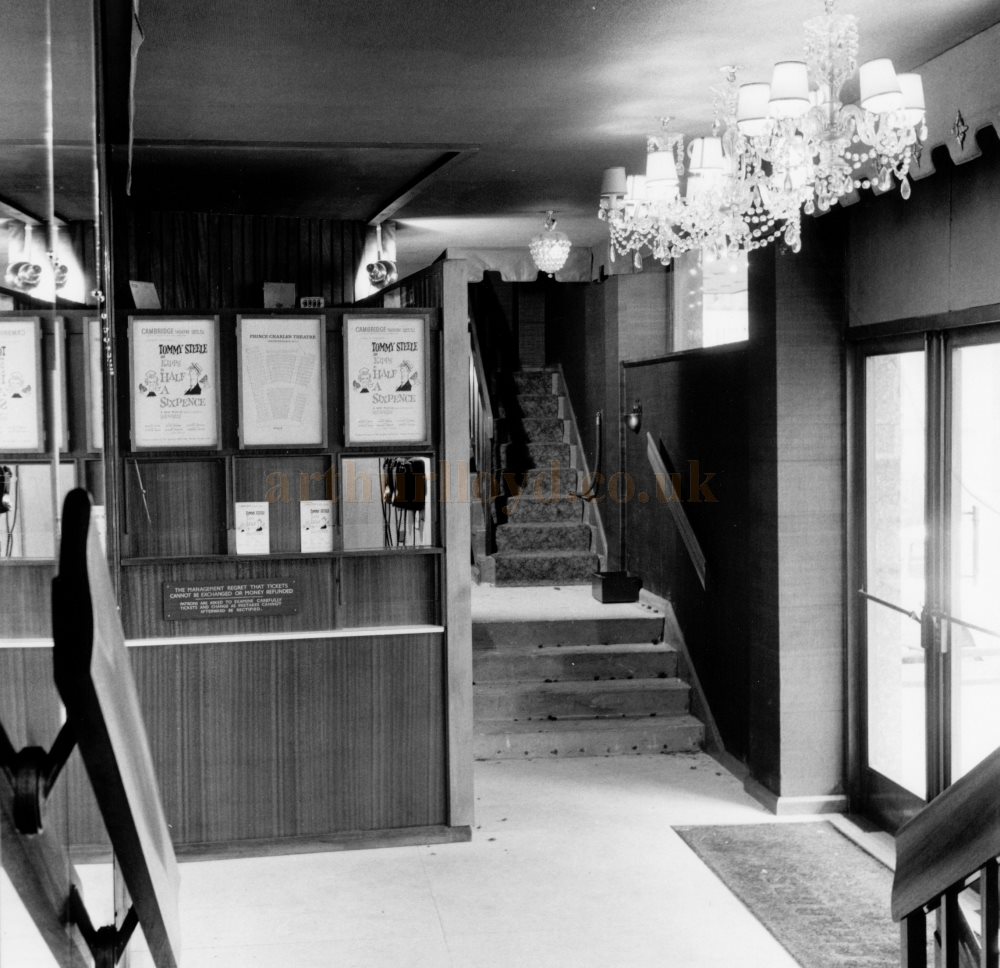 A Photograph of the Foyer of the Prince Charles Theatre / Fielding's Music Hall whilst being remodelled in 1964 and shortly before being put up for sale - From the former Harold Fielding Archive - Courtesy Simon Moss, stagememories. 