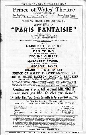 Programme for 'Folies Bergere - Paris Fantaisie' at the Prince of Wales Theatre - 1933