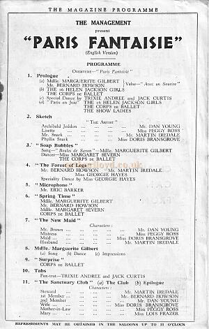 Programme for 'Folies Bergere - Paris Fantaisie' at the Prince of Wales Theatre - 1933