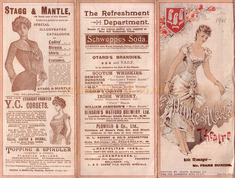 A Programme for 'The Man From Blankley's' at the Prince of Wales Theatre in 1901