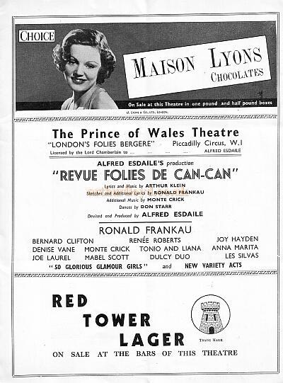 Programme for 'Folies De Can-Can' at the newly built Prince Of Wales Theatre in 1938