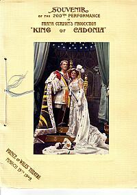 A Programme for 'King of Cadonia' at the Prince of Wales Theatre in 1908 - Click for details.