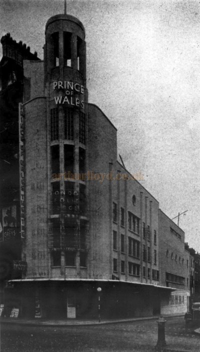 The Exterior of the Prince of Wales Theatre looking down Oxendon Street - From The Builder, 5th of November 1937.