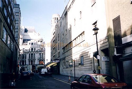 The Oxendon Street elevation of the 1937 Prince Of Wales Theatre before the 2003/5 renovation. The former Trocadero Restaurant is visible in the distance. - Photo M. L. 2002.