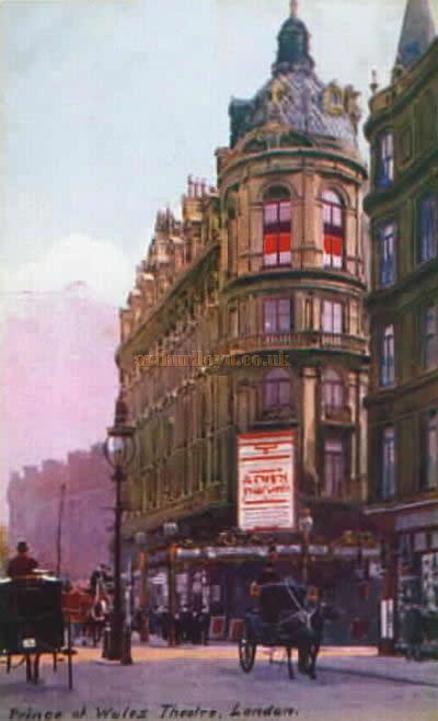 An early postcard depicting the original Prince's Theatre, although by the time this card was produced it had been renamed the Prince of Wales Theatre.