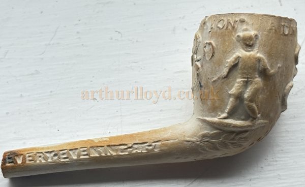 A recently found Clay Pipe bearing the names of Robert Gear and his Borough Music Hall on it along with the inscription 'Every Evening at 7' - Kindly sent in by its finder Sally Sampson.