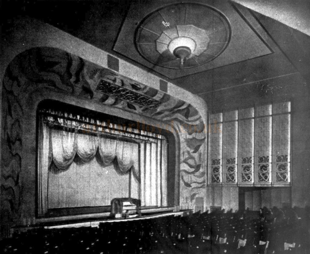 The Auditorium and Stage of the Regal Theatre, Kennington, also showing the Console of the Theatre's Hammond Organ - From The Builder, 7th of January 1938. 