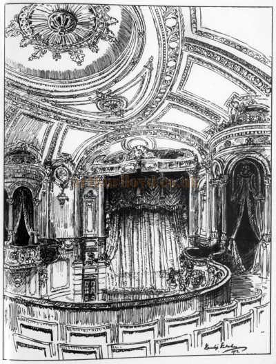 A Sketch of the Auditorium of the West End Cinema Theatre, later the Rialto Cinema, Coventry Street, London when it first opened in 1913 - From a Supplement to The Builder, 26th June 1914.