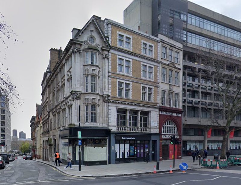 A Google Street View image of the site of the former Royal Strand Theatre in December 2020 - Click to Interact.