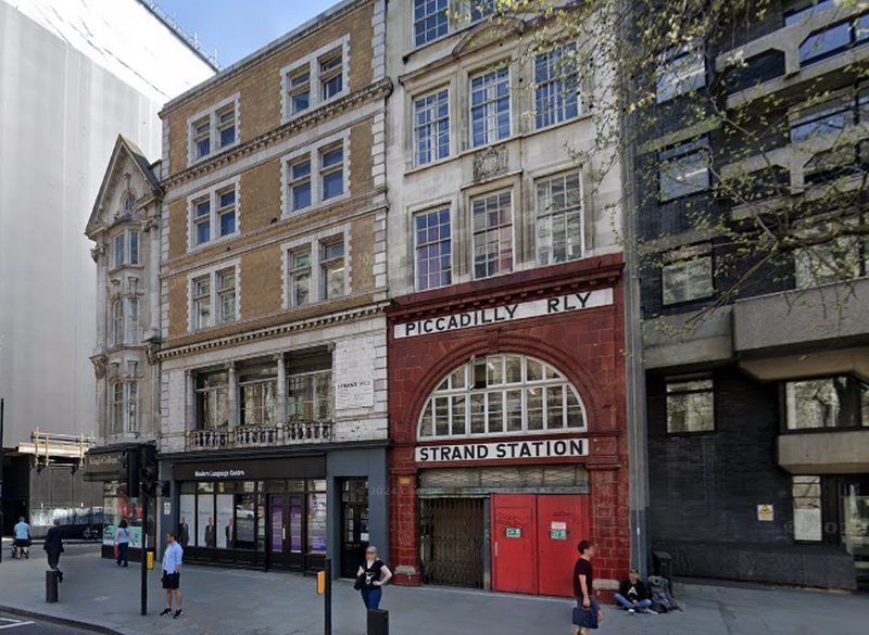 The Aldwych Underground Station was constructed on the site of the former Royal Strand Theatre.