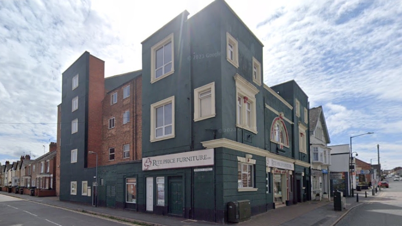 A Google StreetView Image of the former Palace Theatre, Rugby in August 2023 - Click to Interact.