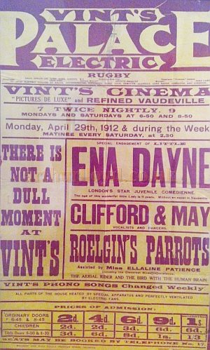 A Poster for Vint's Electric Palace, Rugby - Courtesy Colin Charman.