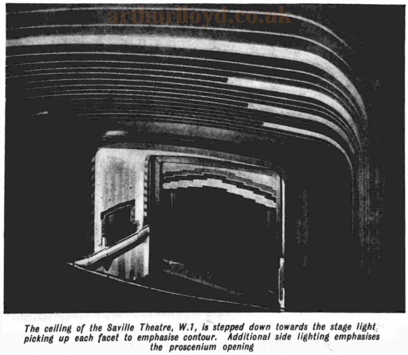 A Photograph showing the Stepped Lighting Installation at the Saville Theatre when it first opened, very similar to that which had been installed at the Cambridge Theatre in 1930 - From The Kinematograph Weekly, 17th of March 1932.