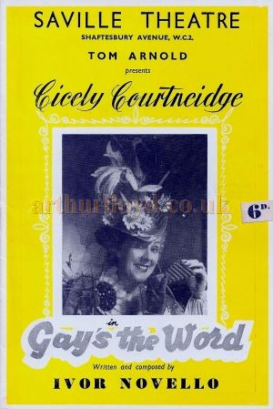 A Programme for Ivor Novello's 'Gay's the Word' at the Saville Theatre in February 1951 - Courtesy Michael Jaffé.