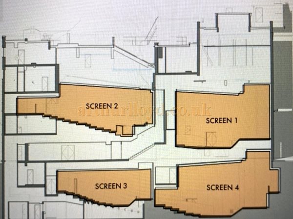 A Plan showing the conversion of the former ABC Twin Screen Cinema into a Four Screen Cinema for Odeon in 2001 - Courtesy Martin Clark.
