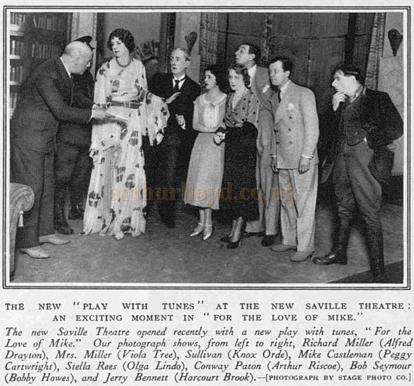 A scene from the opening production of 'For the Love of Mike' at the Saville Theatre - From The Sketch, October 21st 1931.