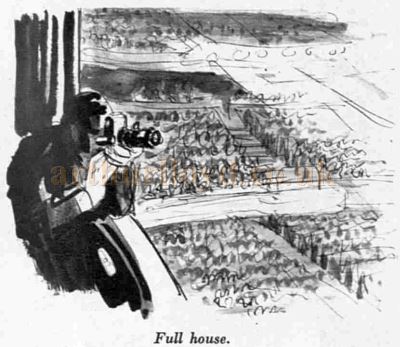 A Topolski Sketch showing a Full House at the Saville Theatre - From an article in The Sketch, May 8th 1940.
