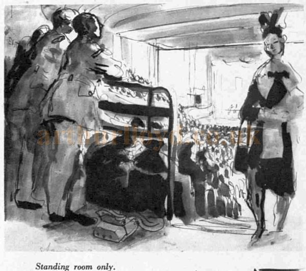 A Topolski Sketch showing standing room the Saville Theatre - From an article in The Sketch, May 8th 1940.