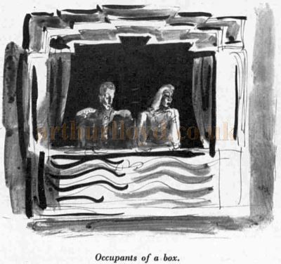 A Topolski Sketch showing a box at the Saville Theatre - From an article in The Sketch, May 8th 1940.