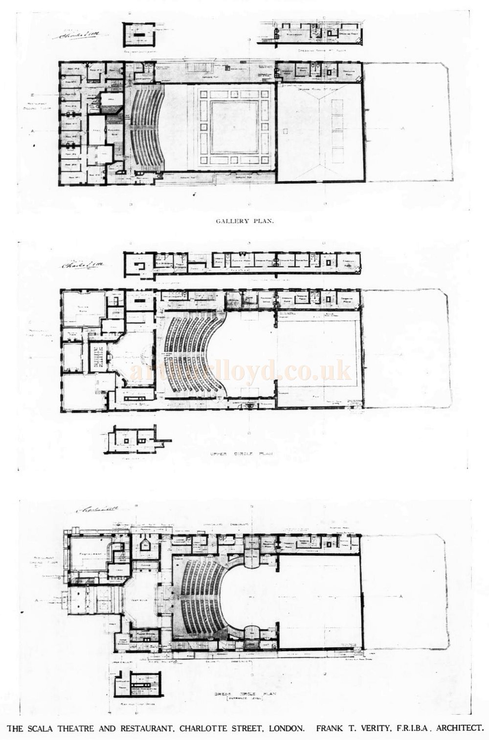 Frank T. Verity's Plans for the Scala Theatre - From The Architects' Journal 1925.