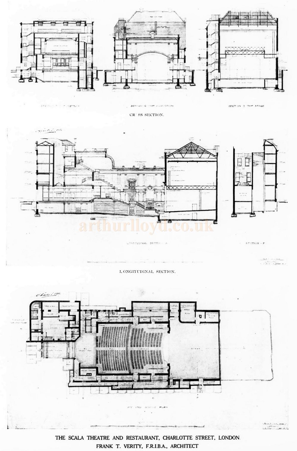 Frank T. Verity's Plans for the Scala Theatre - From The Architects' Journal 1925.