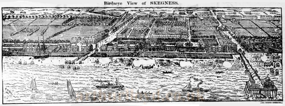 A 'Birdseye' View of the Skegness sea front in 1908 - From the Skegness Herald, 22nd of May 1908.