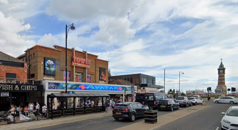 A Google StreetView Image showing the 1951 rebuilt Tower Theatre, Skegness in August 2022 - Click to Interact.