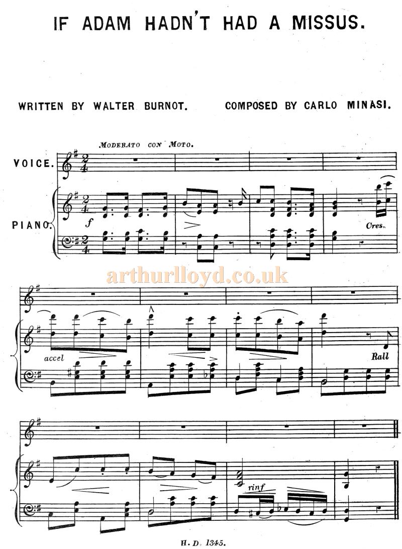 Arthur Lloyd's 'If Adam Hadn't Had A Missus' - Courtesy Colin McIntyre