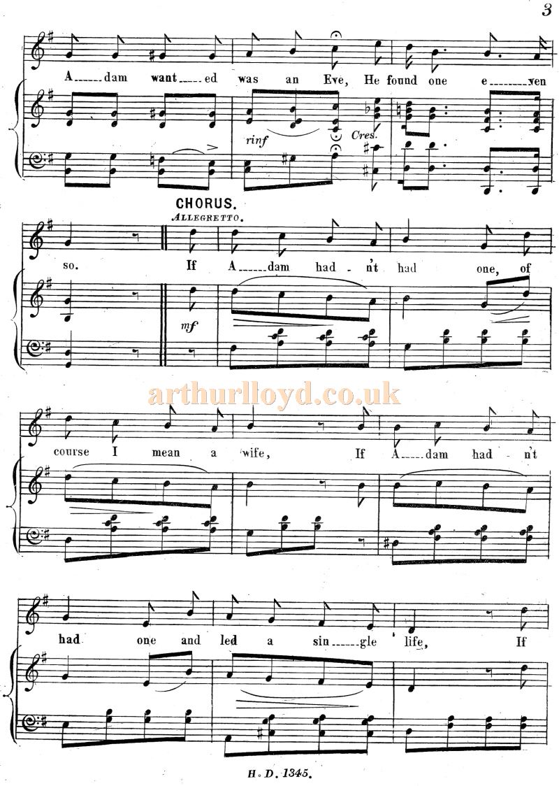 Arthur Lloyd's 'If Adam Hadn't Had A Missus' - Courtesy Colin McIntyre