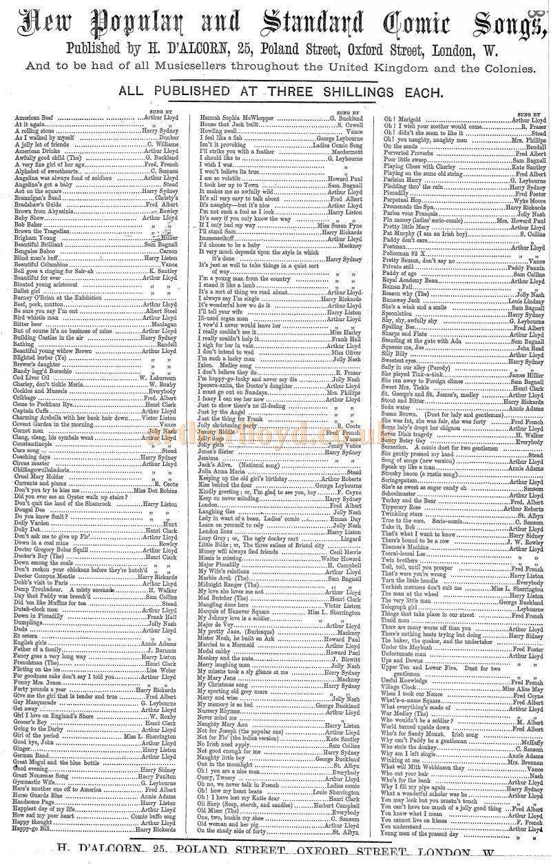 Arthur Lloyd's 'If Adam Hadn't Had A Missus' - Courtesy Colin McIntyre