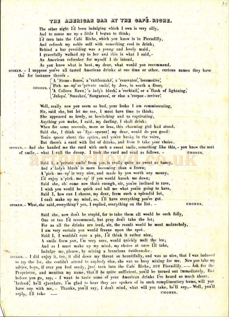 Arthur Lloyd's 'American Drinks'