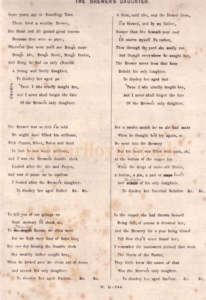 Arthur Lloyd's 'The Brewer's Daughter'