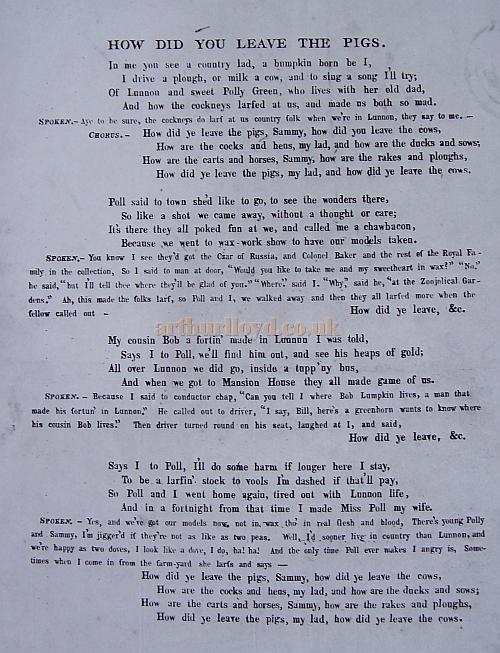 Arthur Lloyd's 'How Did You Leave The Pigs?'