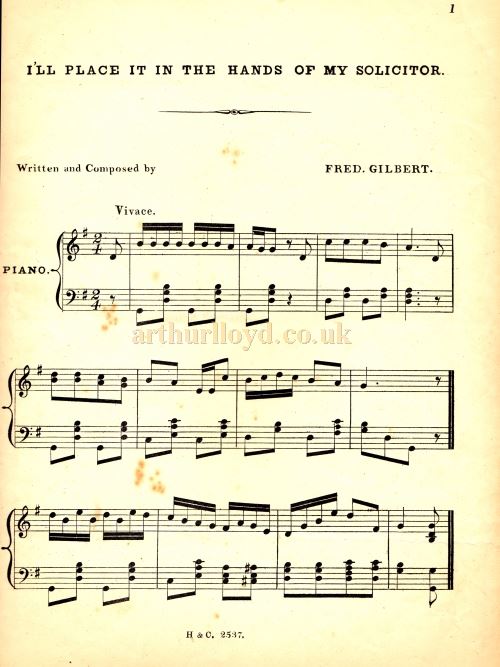 Arthur Lloyd's 'I'll Place it in the Hands of my Solicitor'