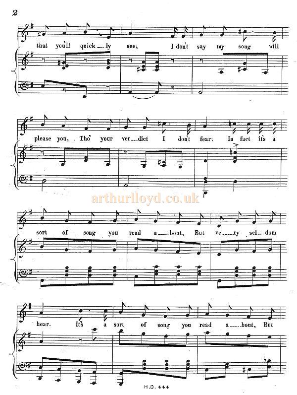 Athur Lloyd's 'It's A Sort Of Thing We Read About' "But Very Seldom See"