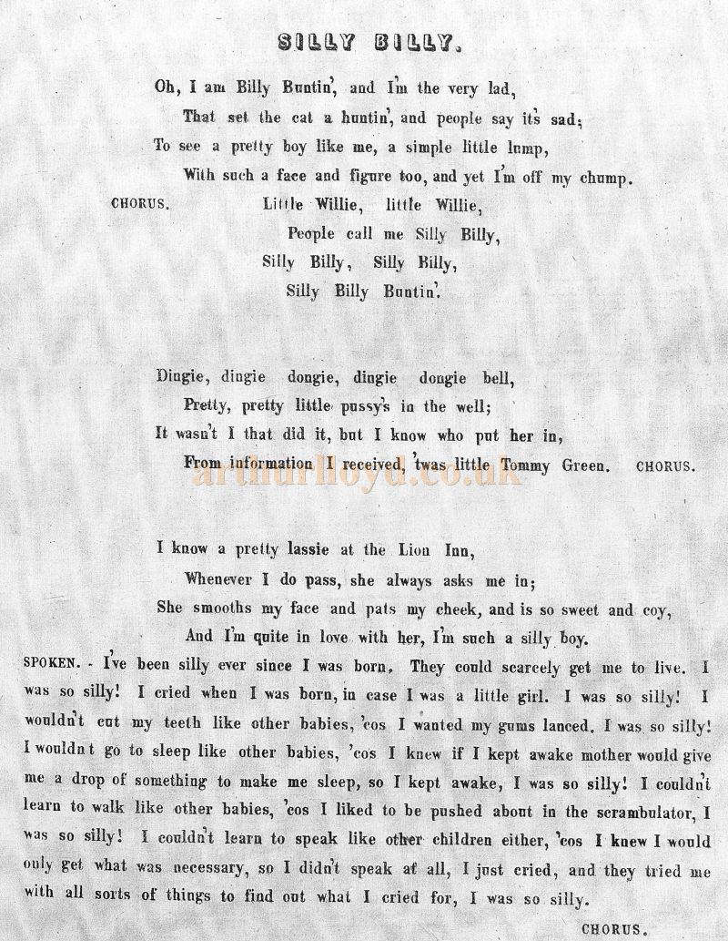 Arthur Lloyd's 'Silly Billy' - Courtesy Colin McIntyre