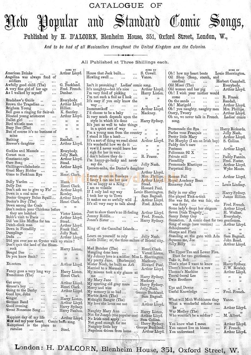 Arthur Lloyd's 'Silly Billy' - Courtesy Colin McIntyre