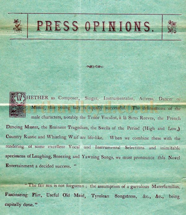 A Programme for the Alexandra Theatre, Southend in 1886