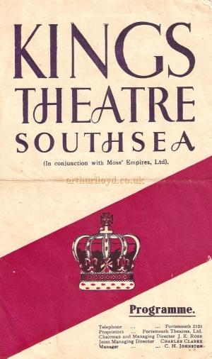 A 1940s programme cover for the Kings Theatre, Southsea - Courtesy David Smith.