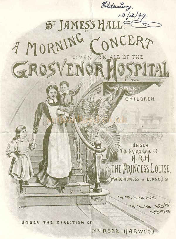 A Programme for a Morning Concert at the St. James's Hall in aid of the Grosvenor Hospital in February 1899 - Courtesy Simon Moss, stagememories.