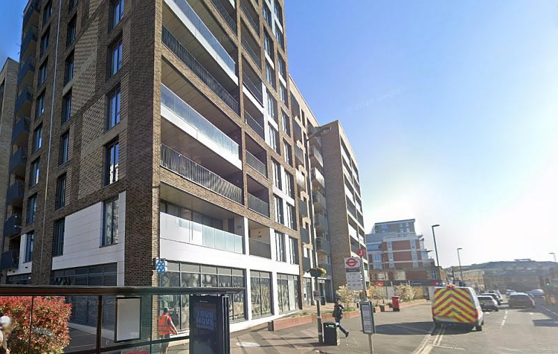 A Google StreetView Image showing the site of the former Majestic Theatre, Staines in April 2023 - Click to Interact.