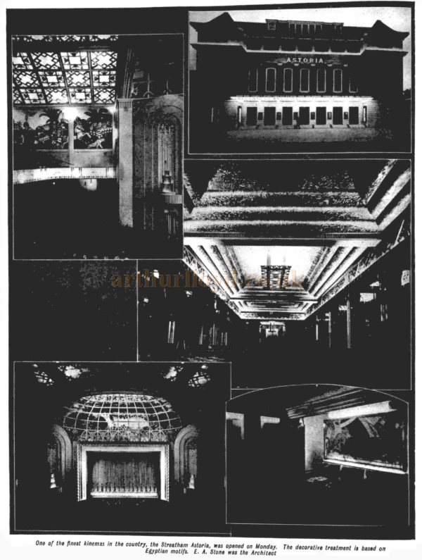 Images of the Astoria Theatre, Streatham in 1930 - From the Kinematograph Weekly, 3rd of July 1930.