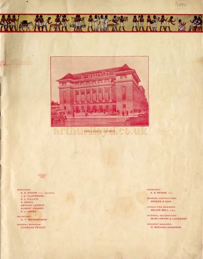 The First Page of the Opening Programme for the Astoria Theatre, Streatham, June 30th 1930 - Courtesy Ron Knee Archive.